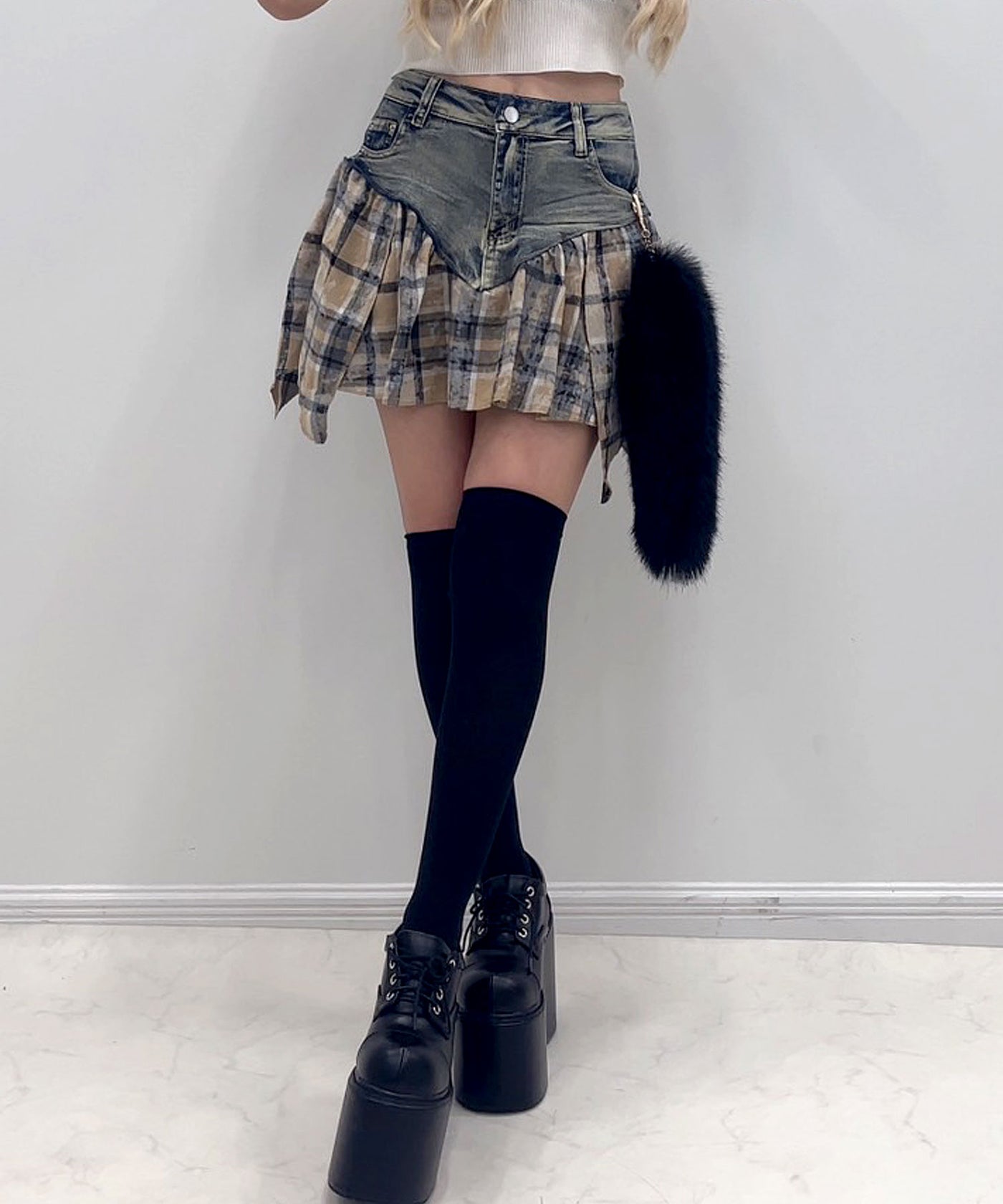 kashuᙏ̤̫❤︎さま確認用 チェック柄デニムスカパン – レディースファッション通販の夢