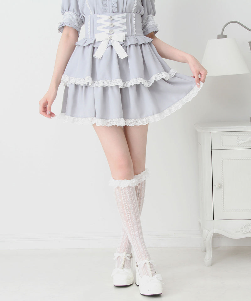 キラキラビジューハートフリルスカート