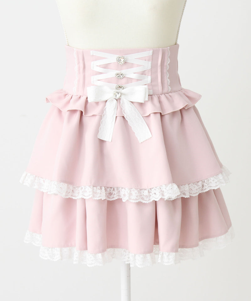 キラキラビジューハートフリルスカート