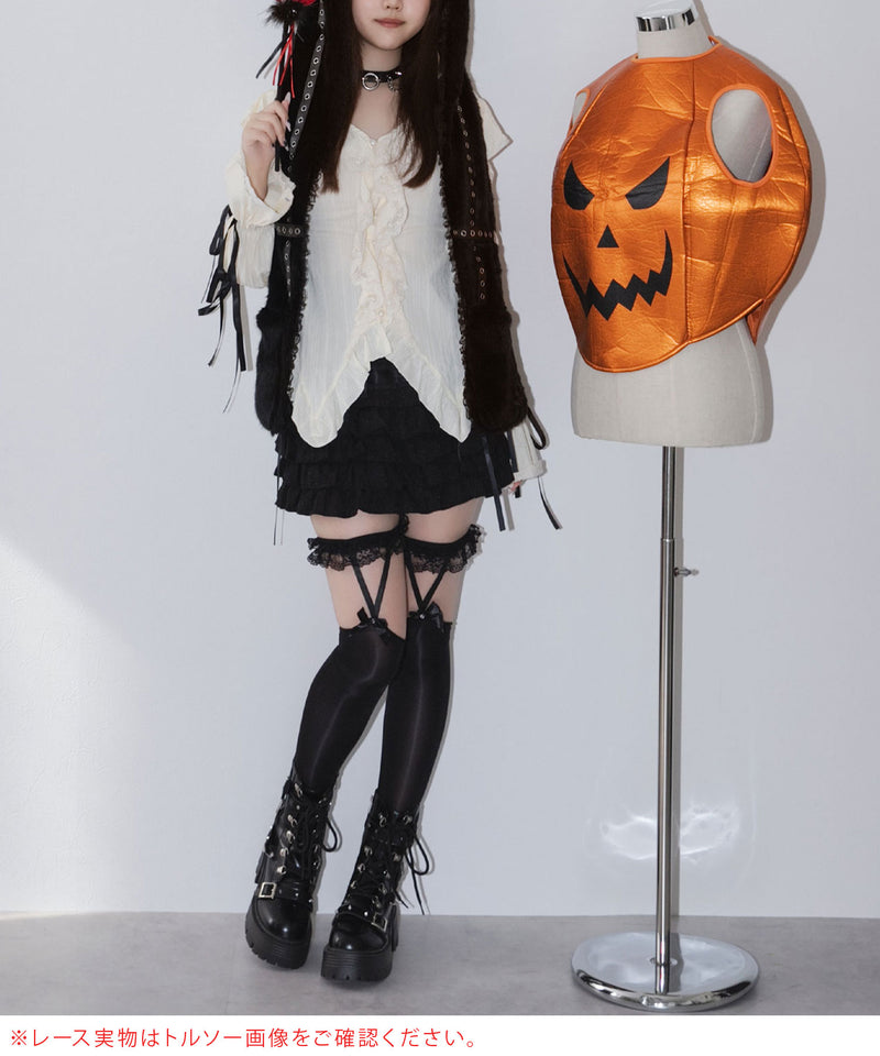 レースアップリボンサブカルフルフリシャツブラウス