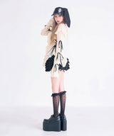 レースアップリボンサブカルフルフリシャツブラウス