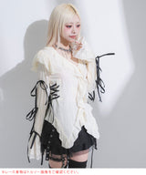 レースアップリボンサブカルフルフリシャツブラウス