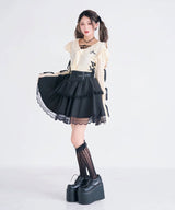 レースアップリボンサブカルフルフリシャツブラウス