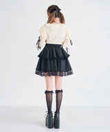 レースアップリボンサブカルフルフリシャツブラウス