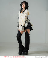 レースアップリボンサブカルフルフリシャツブラウス