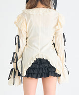 レースアップリボンサブカルフルフリシャツブラウス