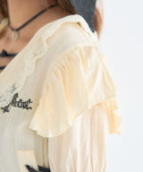 レースアップリボンサブカルフルフリシャツブラウス