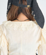 レースアップリボンサブカルフルフリシャツブラウス