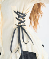 レースアップリボンサブカルフルフリシャツブラウス