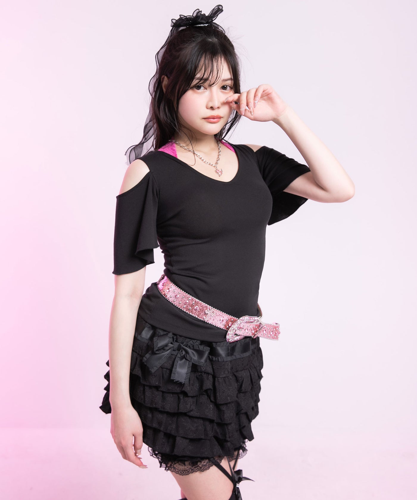 レア Y2K バックリボン レースアップワンピ 姫ギャル 平成ギャル