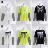 ロゴボーダー長袖レイヤードカットソー