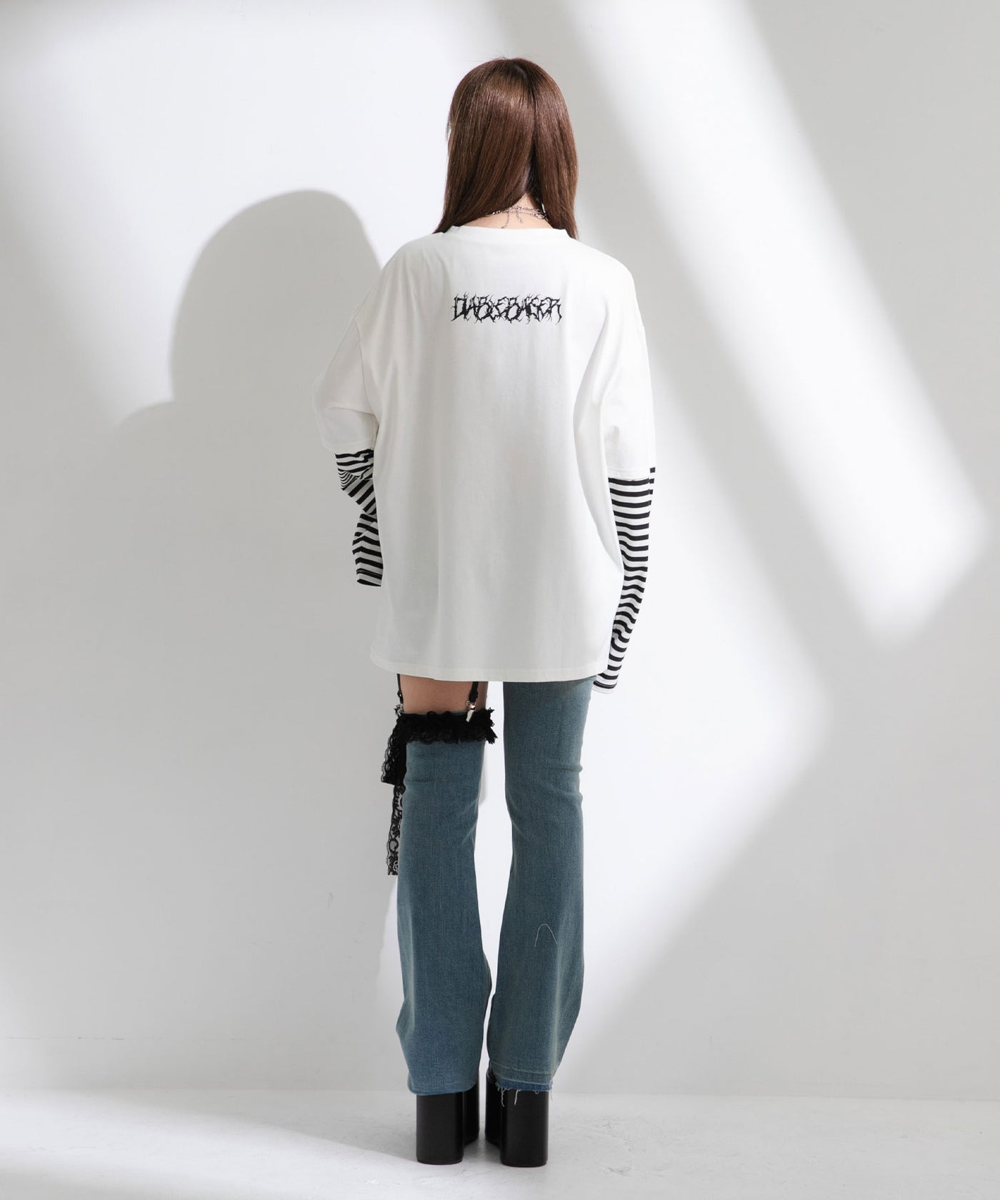 tシャツ ロゴボーダー長袖レイヤードカットソー レディース ロゴボーダー長袖レイヤードカットソー – レディース