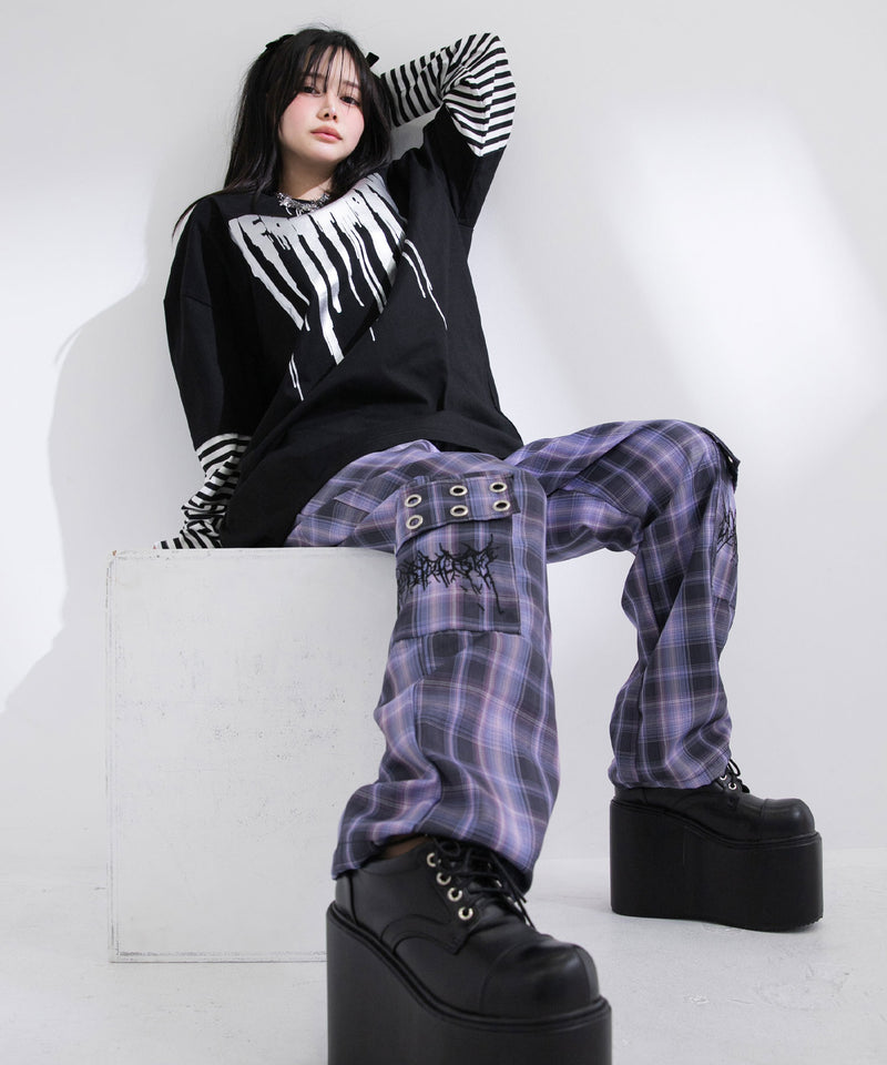 ロゴボーダー長袖レイヤードカットソー