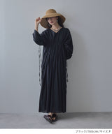 【7/10 10:59まで限定価格】前後2wayドロストシャーリングロングワンピース