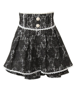 レース重ねパールビジューフレアスカート