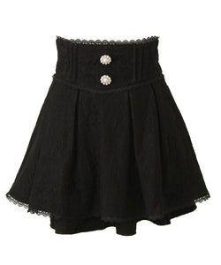 レース重ねパールビジューフレアスカート