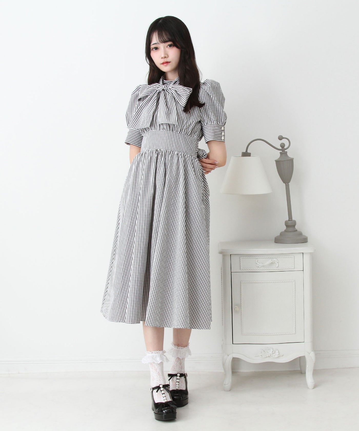 コットンバルーンボウタイリボンワンピース – レディースファッション