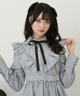 【予約　8/27発送】ビジュー襟フリルギャザーシャツワンピース
