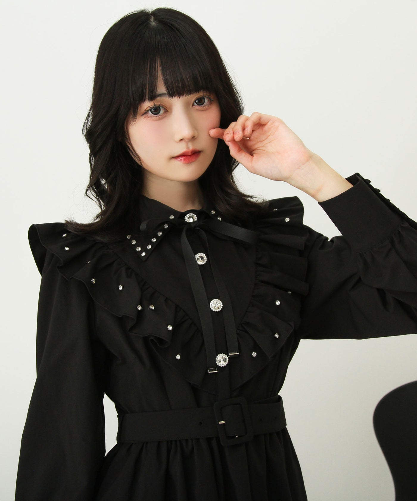 タグ付き未使用品♡アディアム ルーシュドドレス ワンピース フリル ギャザー ビジュー襟フリルギャザーシャツワンピース – レディースファッション