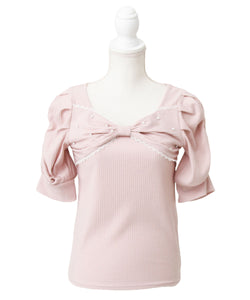 パールリボンリブトップス