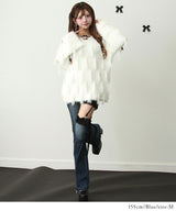 セクシーガーター風ギャルストレッチフレアデニムパンツ