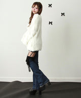 セクシーガーター風ギャルストレッチフレアデニムパンツ