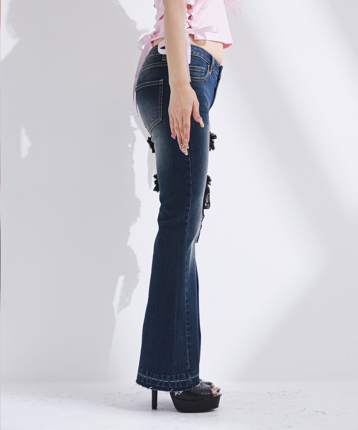 9/17 11時まで限定価格】セクシーガーター風ギャルストレッチフレア