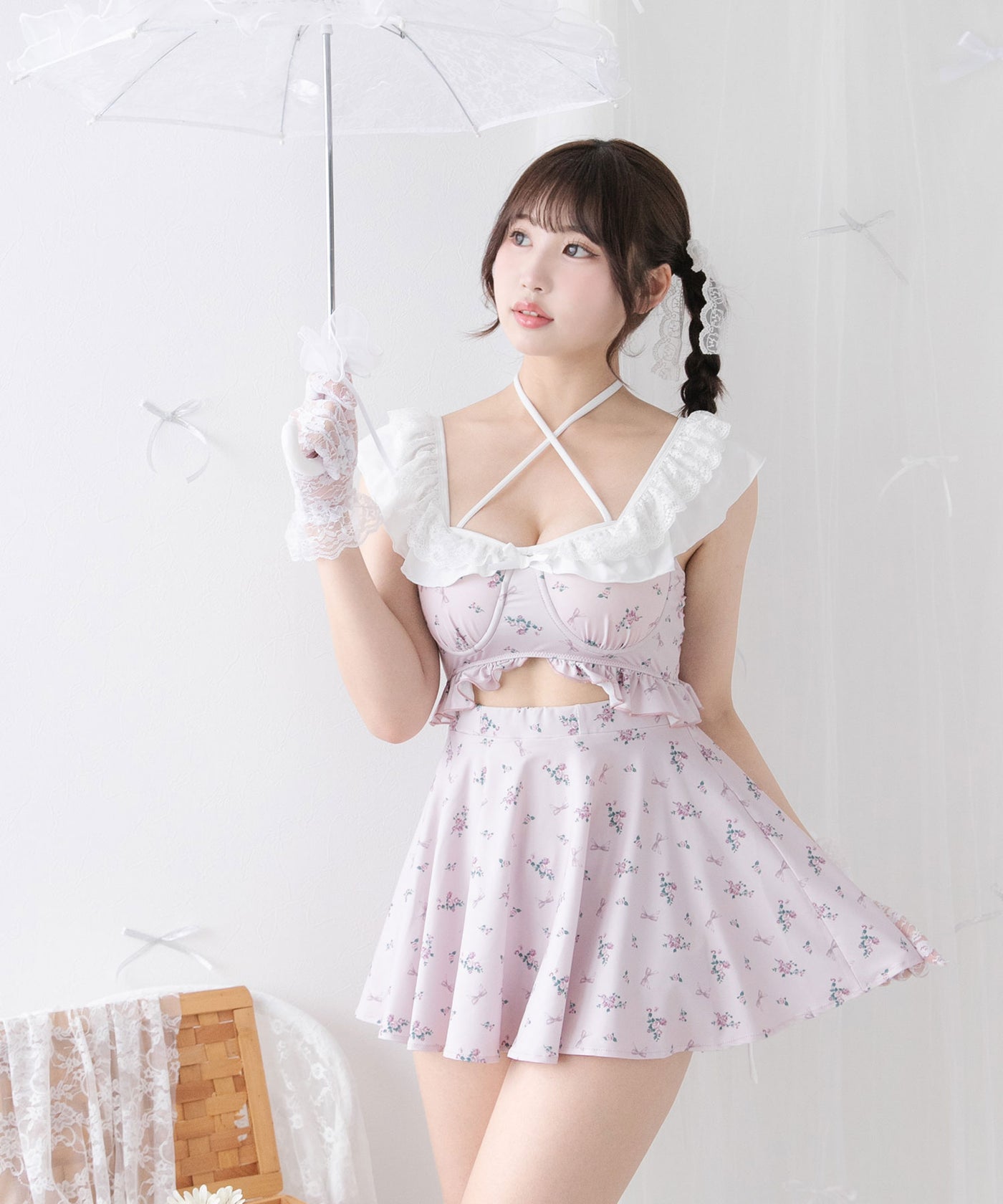 夢展望 水着 黒 白 チェック リボン ギンガム ビキニ フリル レース 夢展望 水着 黒 白 チェック リボン ギンガム ビキニ フリル