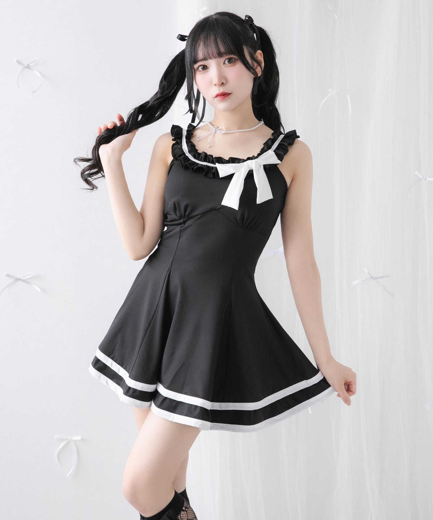 EmiriaWiz♡ フロントフリル配色リボンワンピース emiriawiz（エミリアウィズ）の「ボウタイリボンフリル