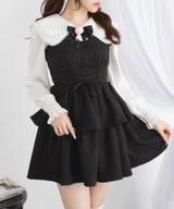 レースアップティアードキャミワンピース【大きいサイズ有り】