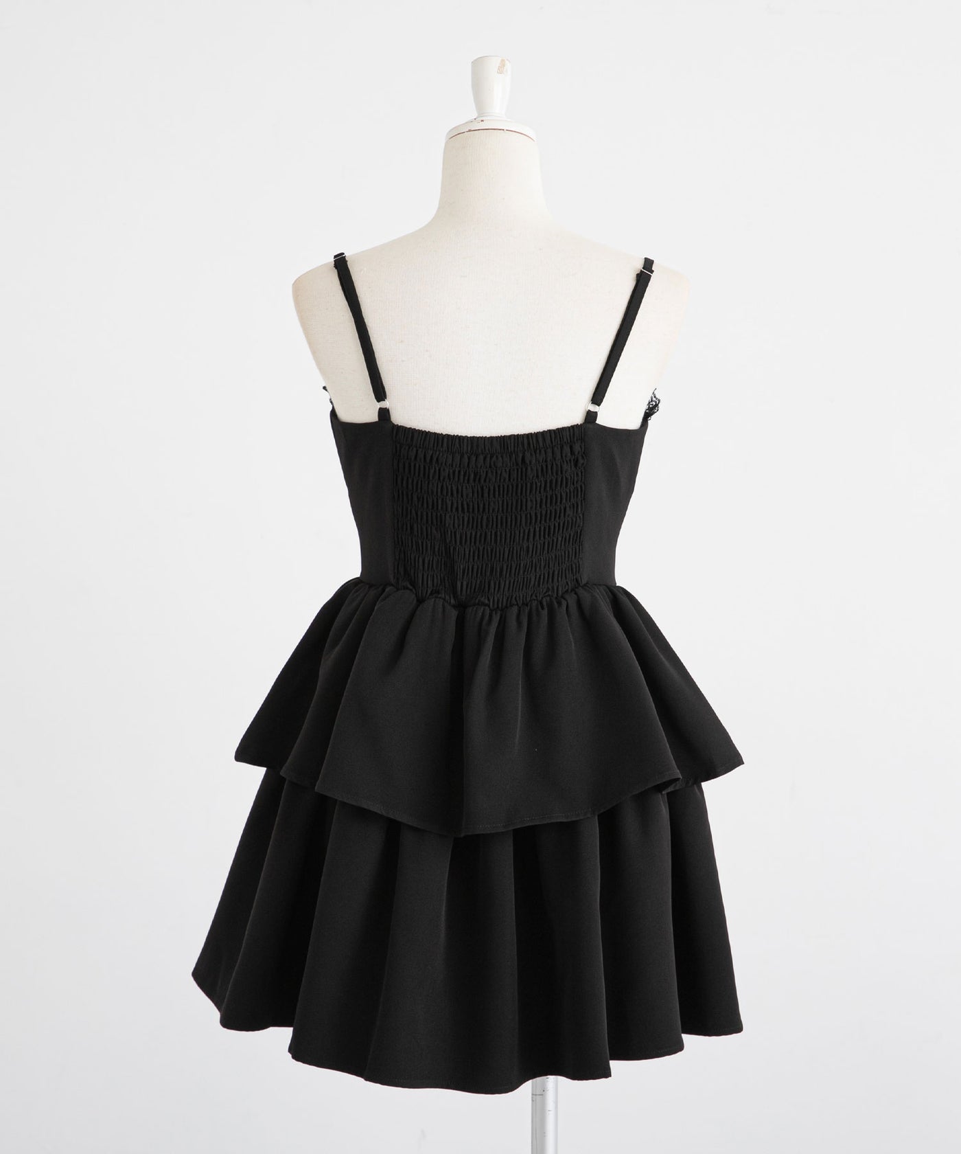 まとめ買い対象】レースアップティアードキャミワンピース【大きい