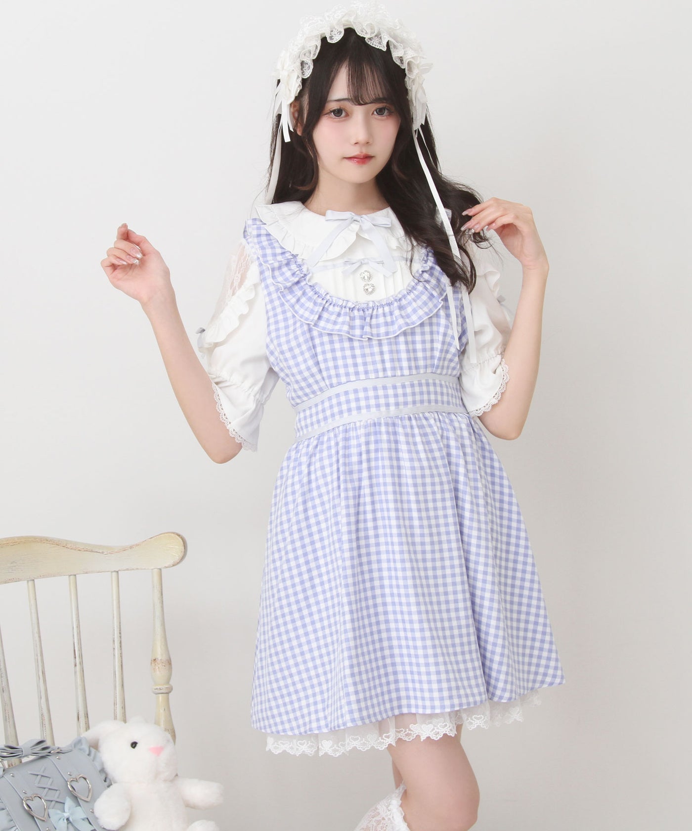 感謝祭セール対象】お茶会メイドヨークフリルリボンワンピース