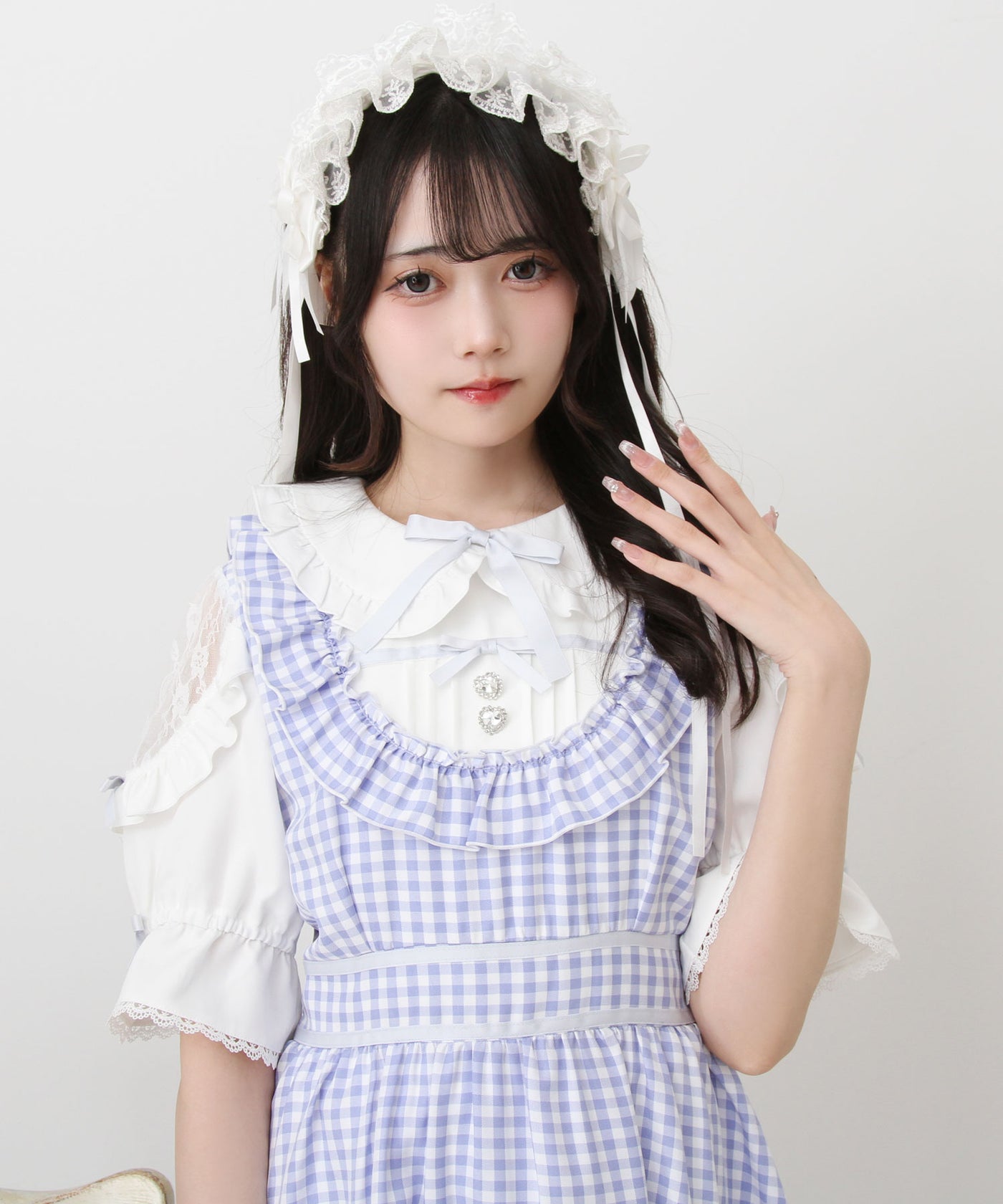 感謝祭セール対象】お茶会メイドヨークフリルリボンワンピース