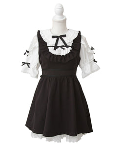 お茶会メイドヨークフリルリボンワンピース