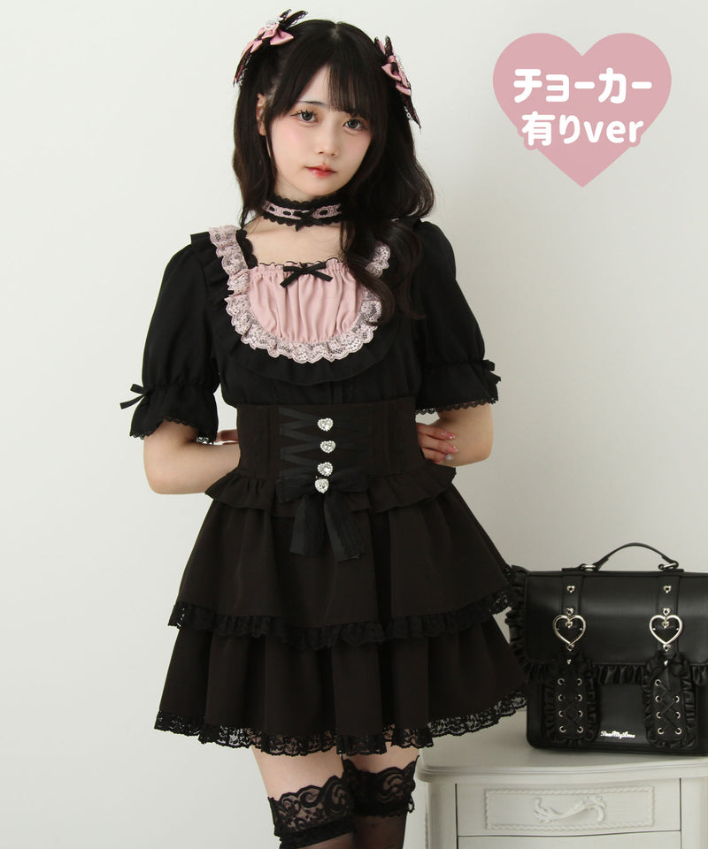 チョーカーメイドフリルヨークトップス