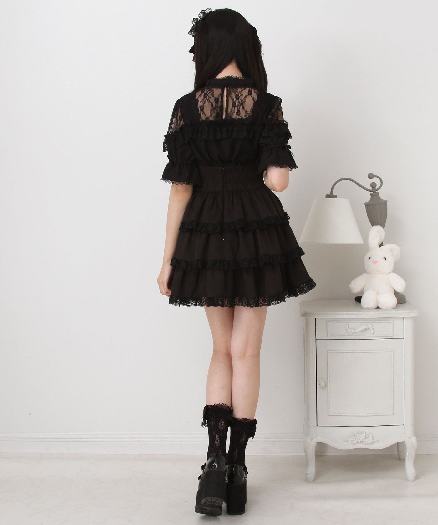 ハートビジューリボンオフショル風レースブラウス – レディース