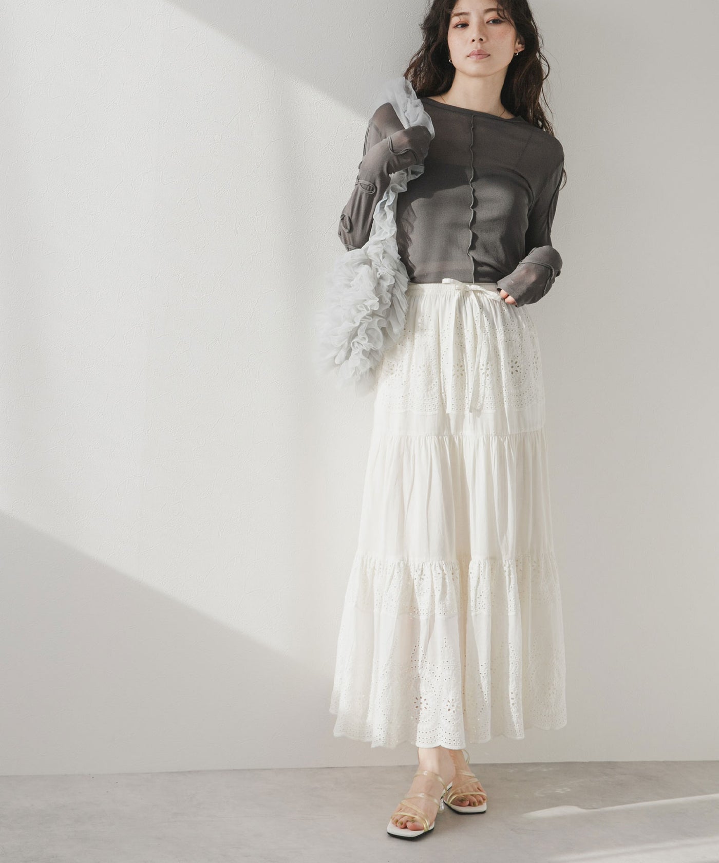 コットンレース刺繍スカート – レディースファッション通販の夢