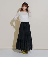 コットンレース刺繍スカート