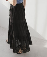 コットンレース刺繍スカート