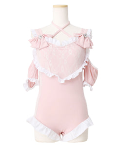 フリルレース重ねハート型水着