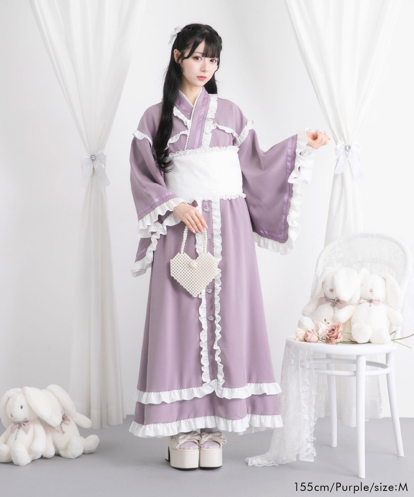 DearMyLoveRose 夢展望 ダブルリボンフリルティアード浴衣 ダブルリボンフリルティアード浴衣 – レディースファッション