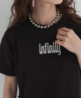 ロゴ刺繍裾レース付きTシャツ