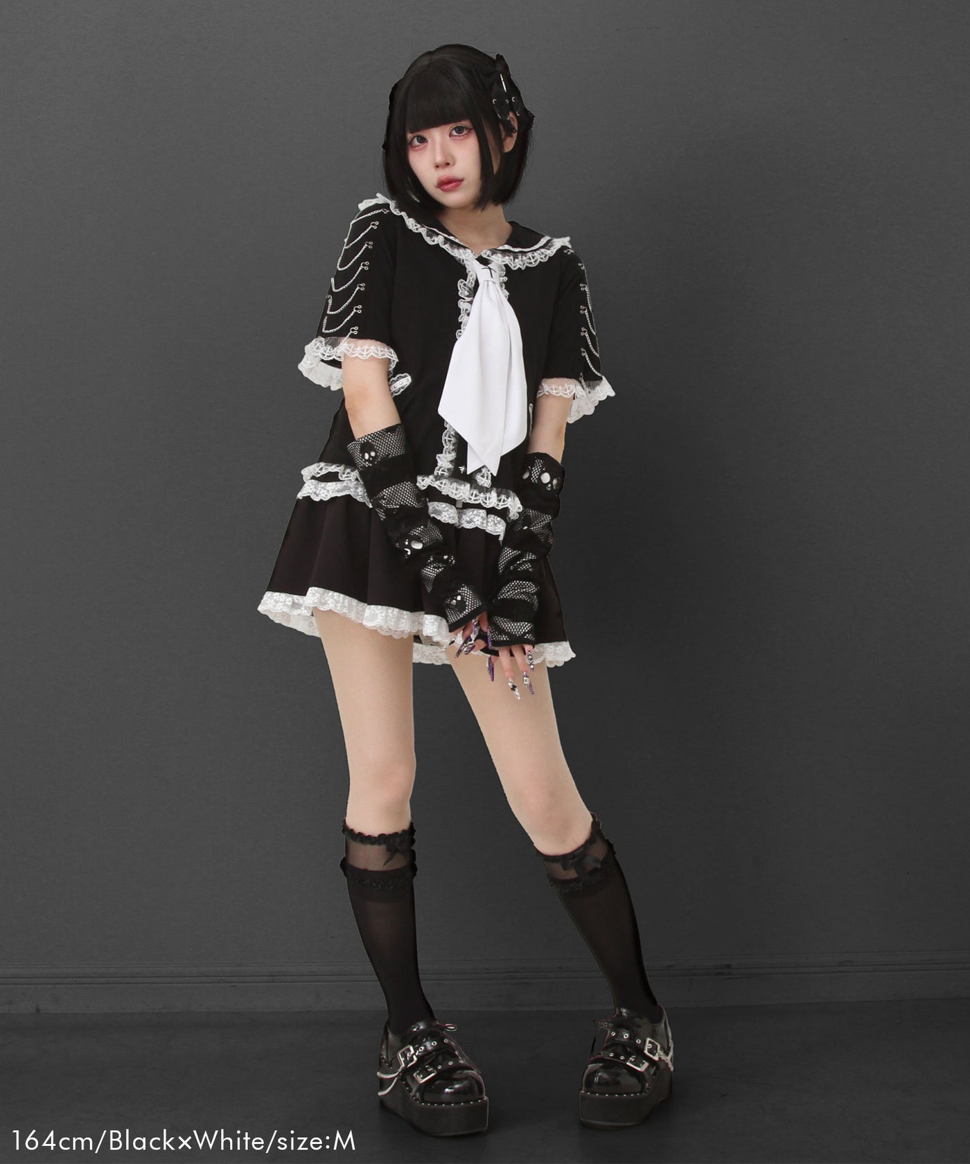 ♥♥LD    夢見通りの人々♥♥ 闇セーラー襟十字架スカーフチェーンストライプアームカバー