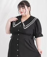 【4L~6L】ダブルビッグカラーシャツワンピース