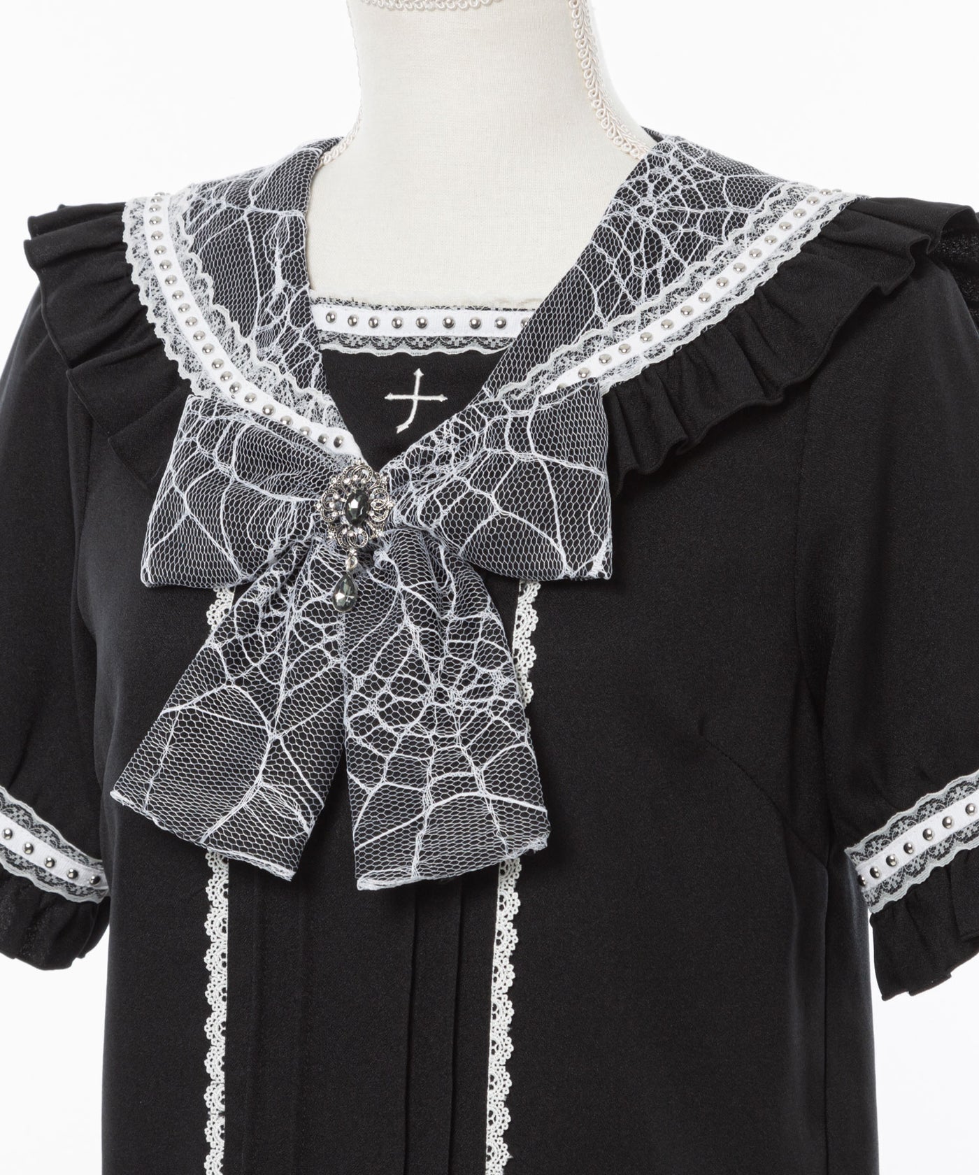 十字架クモレースセーラーフリルブラウス – レディースファッション