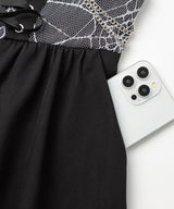 チェーンレースアップクモレースフリルスカート