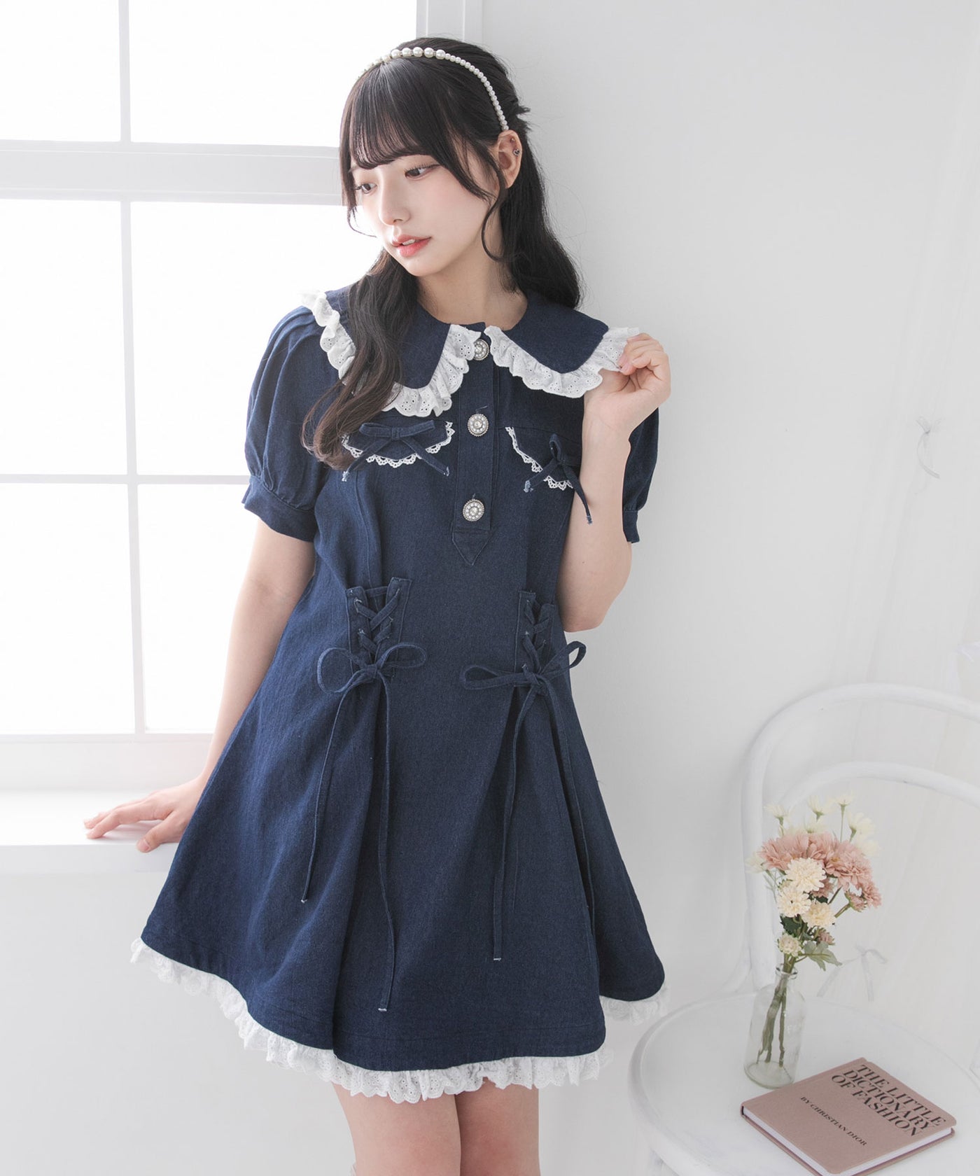 美品　ダイアグラム　デニムフレアワンピース フロントオープンデニムフレアワンピース[nh55] | レディース