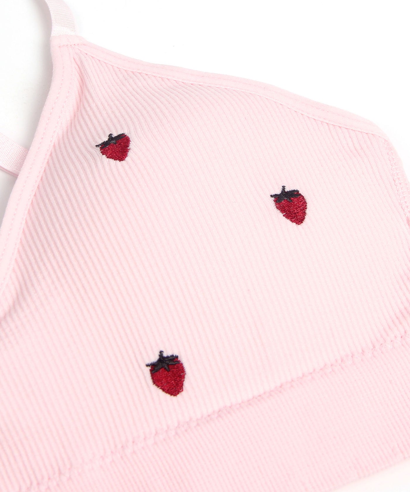 めぐいちご いちご刺繍シームレスブラ×パンツ2点セット【パット入り