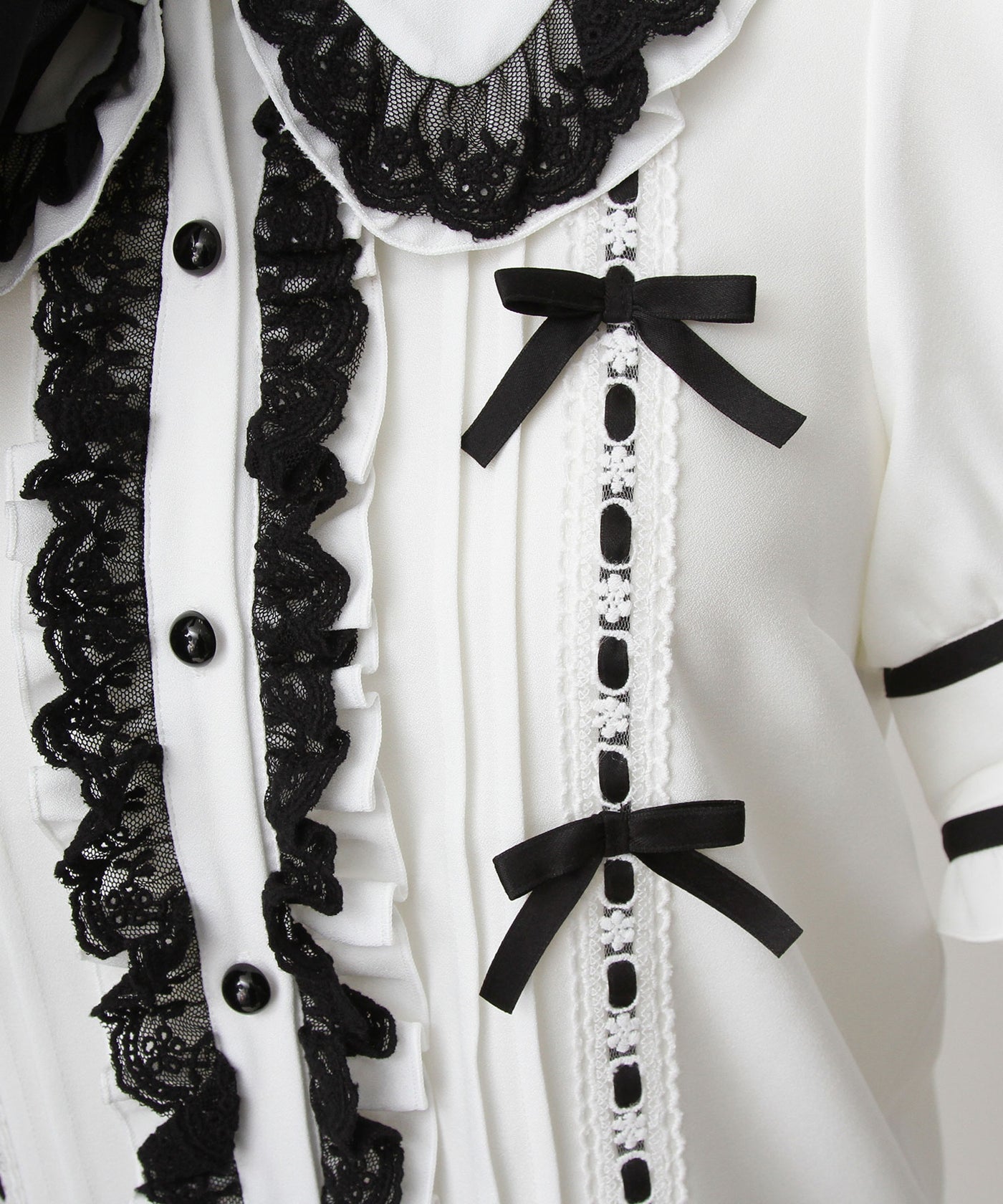 はしごレースリボンフリルブラウス – レディースファッション