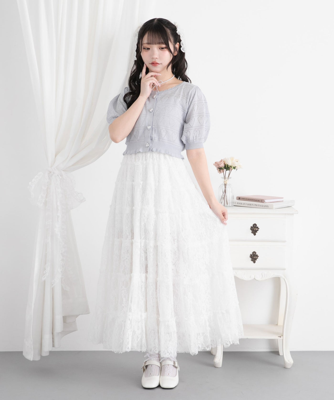 記念セール9/10 11時まで】レースティアードロングスカート【大きい
